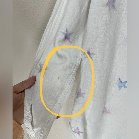 Rails Charli Tie Dye Stars Button Front Shirt Linen Blend White Women’s Small - Picture 7 of 16